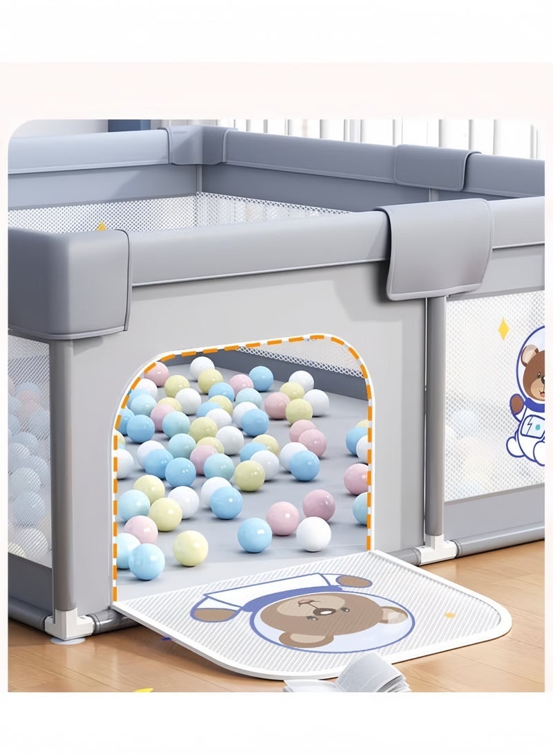 DURKU Baby Playpen, Baby and Toddler Fence, 180 x 200cm Baby Fence Play Area, Children's Playground, Portable Children's Activity Centre, Non-Slip Suction Cups and Soft, Breathable - Image 5